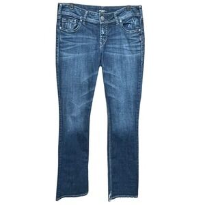 Silver Jeans Co Elyse Slim Boot Jeans Women Size 29 Blue Denim Distressed Flair